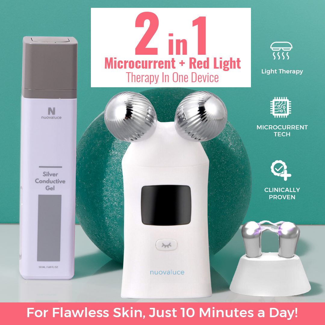 Nuovaluce Anti Aging PRO Microcurrent & Red Light Device Kit with Silver Gel