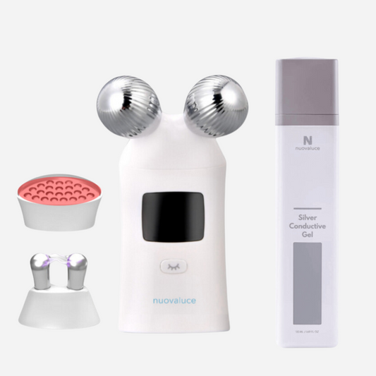Nuovaluce Anti Aging PRO Microcurrent & Red Light Device Kit with Silver Gel