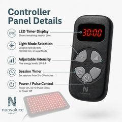 Nuovaluce Red Infrared Light Heating Pad - controller panel details