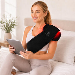 Nuovaluce Red Infrared Light Heating Pad - relaxed shoulder use with tablet