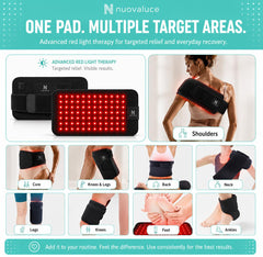 Nuovaluce Red Infrared Light Heating Pad - multiple target areas infographic